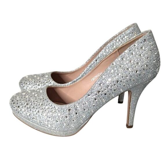 Rhinestone Platform Pump 8.5 Stiletto Heel Fairy Glam Occasion Event Bridal HOCO - Picture 2 of 7